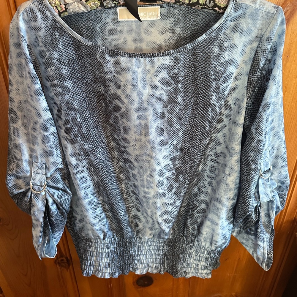 Michael Kors Light Blue Snake Print Blouse